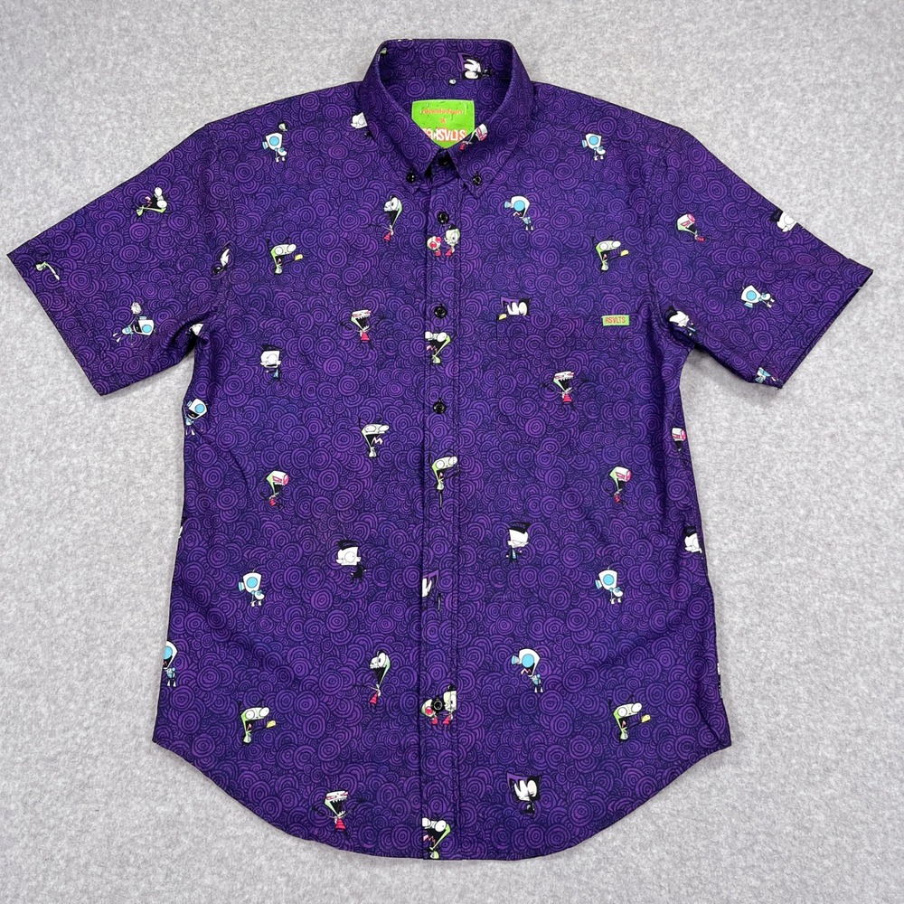 RSVLTS x Nickelodeon Invader Zim KUNUFLEX Shirt Mens Small S Purple Button Up